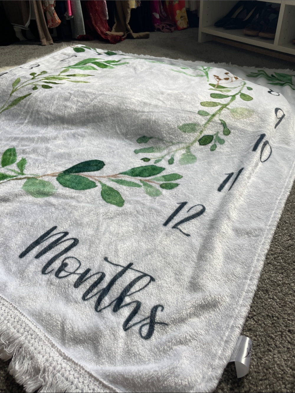 Baby Milestone Photo Blanket - Green Leaf Wreath Design